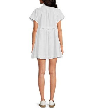 Free People Ronnie Poplin Collar Neck Short Sleeve Mini Dress | Dillard's | Dillard's