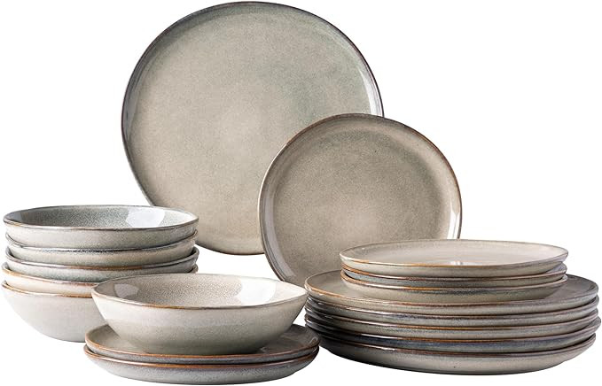 AmorArc Ceramic Dinnerware Sets,Handmade Reactive Glaze Plates and Bowls Set,Highly Chip and Crac... | Amazon (US)