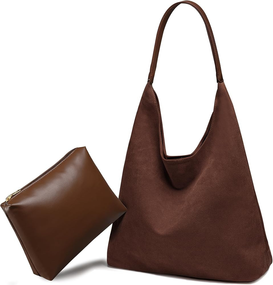 Suede Bags for Women Suede Purse 2 Pcs Slouchy Bag Retro Suede Tote Bag Suede Hobo Bag Suede Shou... | Amazon (US)