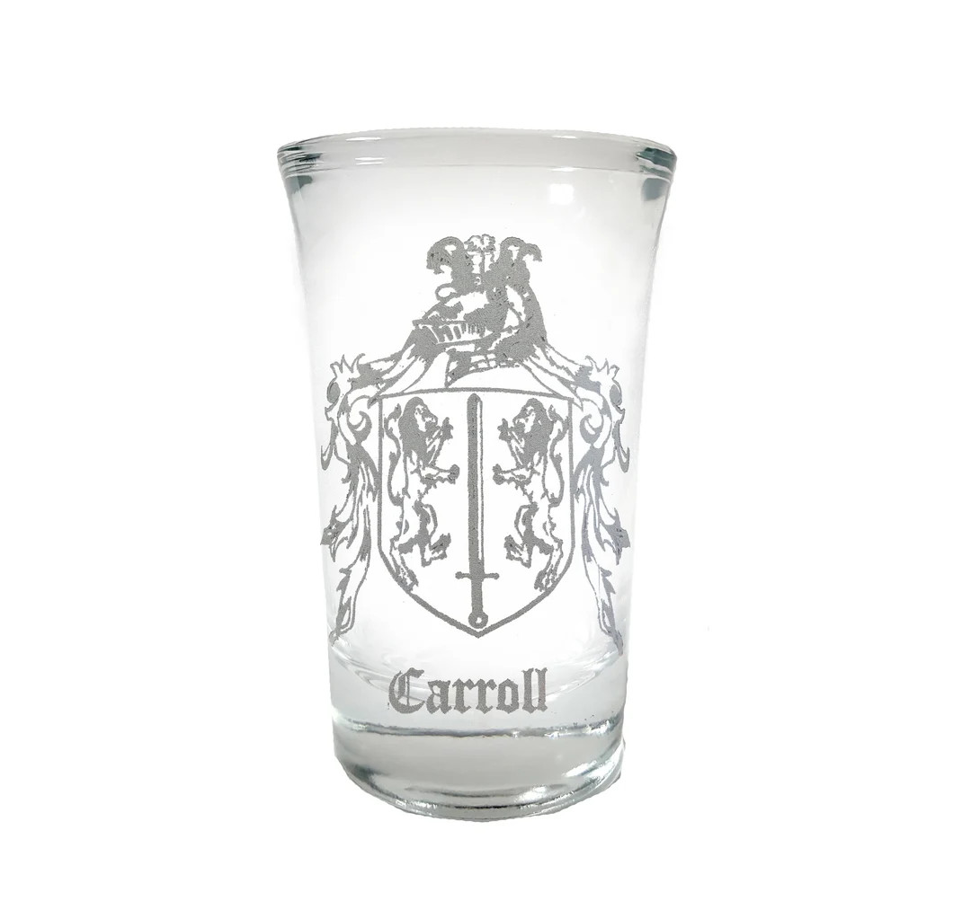 Custom Family Crest Shot Glass 1.5oz, Etched Coat of Arms - Etsy | Etsy (US)