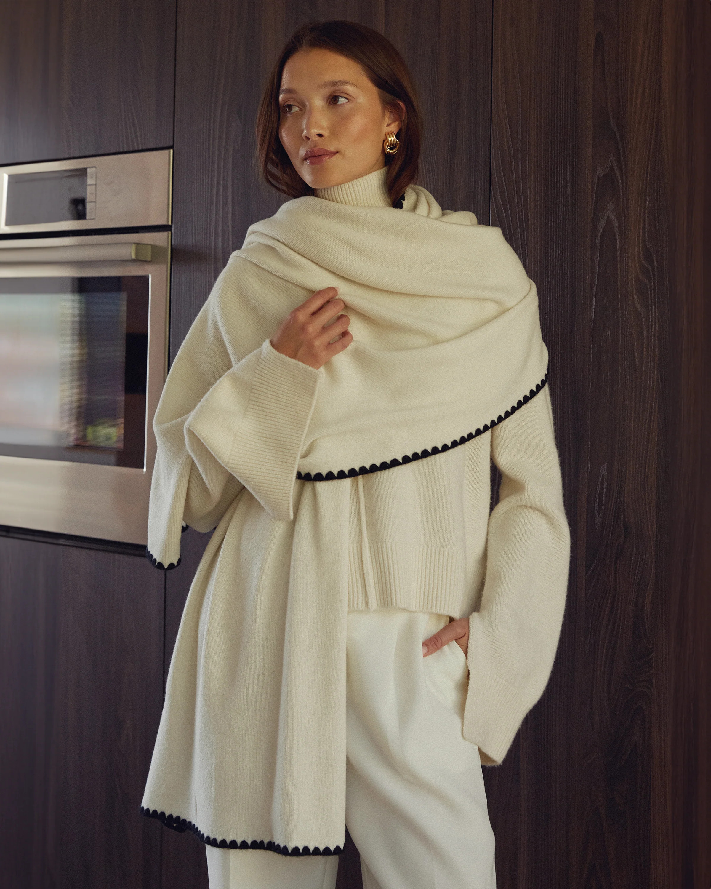 Oversized Embroidered Cashmere-Wool Scarf | Few Moda