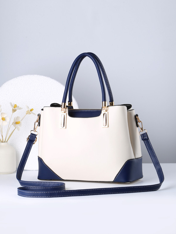Elegant And Fashionable Color Block Handbag | SHEIN
