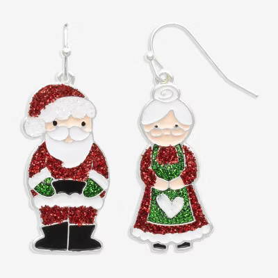 Mixit Santa & Mrs. Claus Womens Multi Color Cubic Zirconia Stainless Steel Drop Earrings | JCPenney