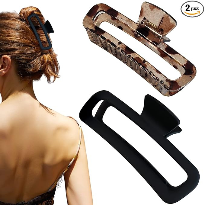 Hair Claw Clips 5 Inch Unbreakable Square Rectangle Clip Clamp Neutral Colors for Thick Curly Lon... | Amazon (US)