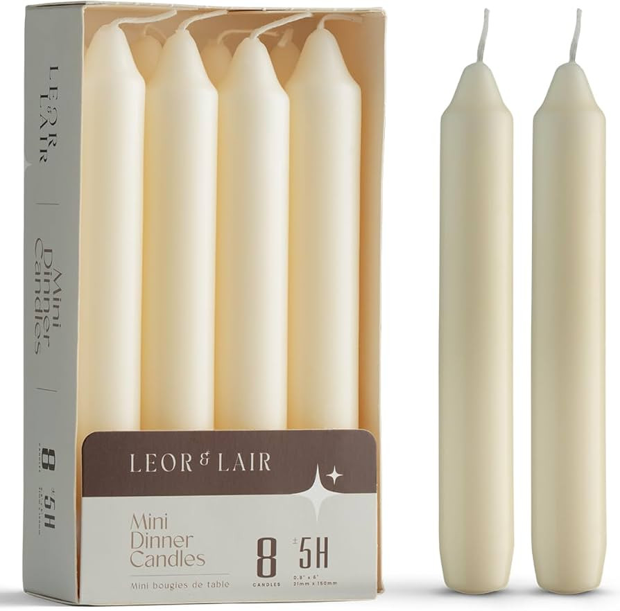 Leor & Lair Ivory Candlesticks – Pack of 8 Small Candle Sticks – 6 Inch Taper Candles with Co... | Amazon (US)