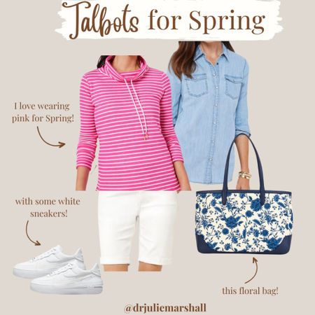 Another cute Talbots spring look! Love the pink sweatshirt with the white shorts! Pair with this floral bag! #floral #springfashion #talbots

#LTKFind #LTKstyletip #LTKSeasonal