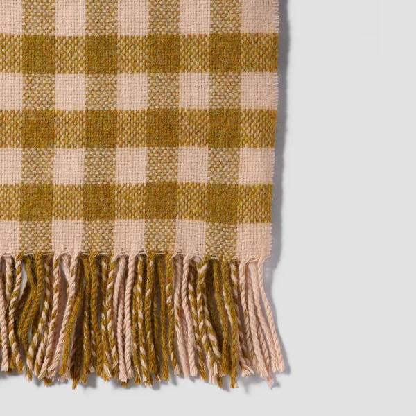 Ochre Gingham Wool Blanket | Piglet