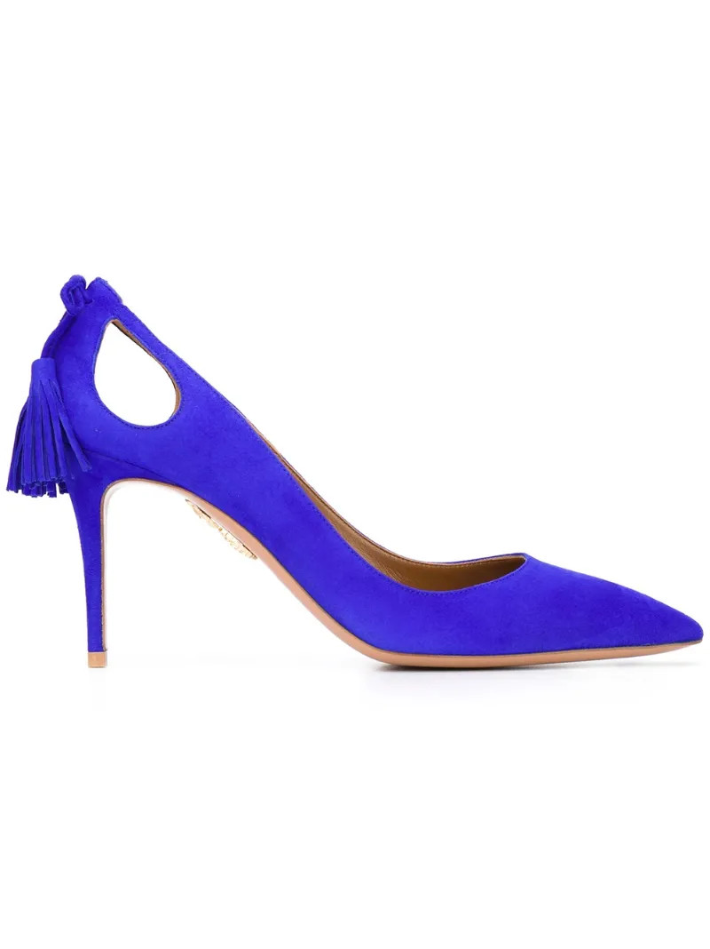 Aquazzura cut-out pointed pumps, Women's, Size: 36, Blue, Suede/Leather | FarFetch US