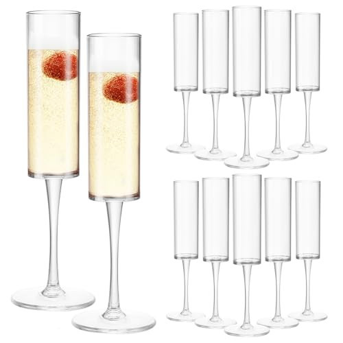 wyegey Plastic Champagne Flutes Set of 12, Unbreakable Champagne Glasses Disposable Toasting Glasses, 6 oz Plastic Wine Glasses for Wedding, Birthday, Parties, Showers,Large Celebrations | Amazon (US)