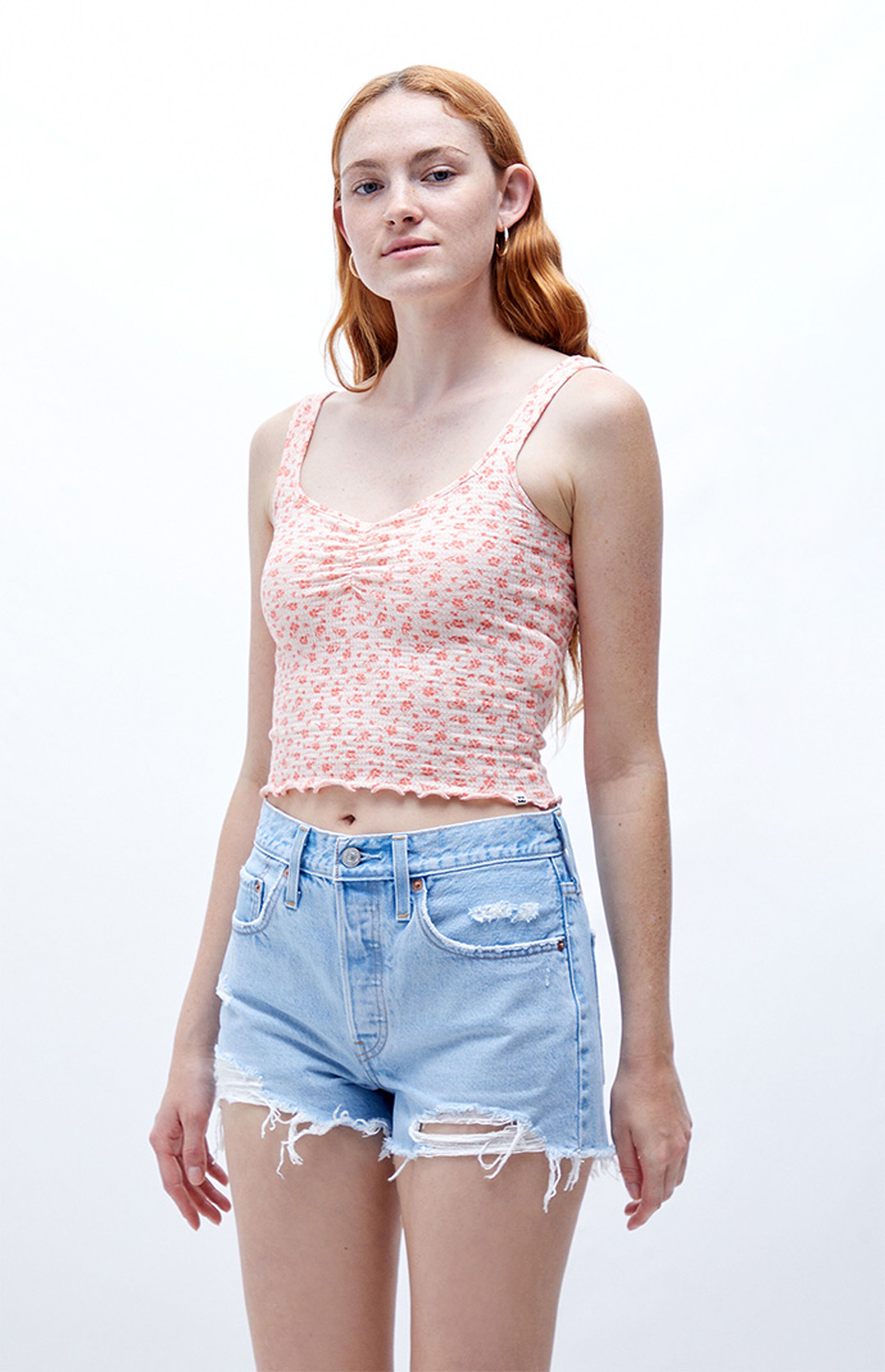 Levi's 501 Light Blue Frayed Denim Shorts | PacSun | PacSun