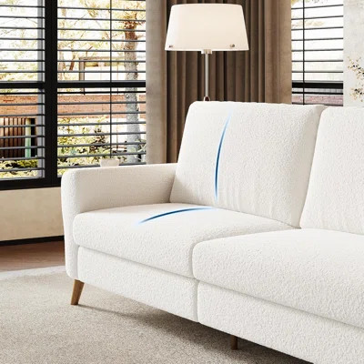 84" Sofa, 3 Seater Couch for Living Room, Modern Loveseat, Boucle Sofa with Deep Seats and Wide Armrests, Wood Legs, Easy Assembly | Wayfair North America