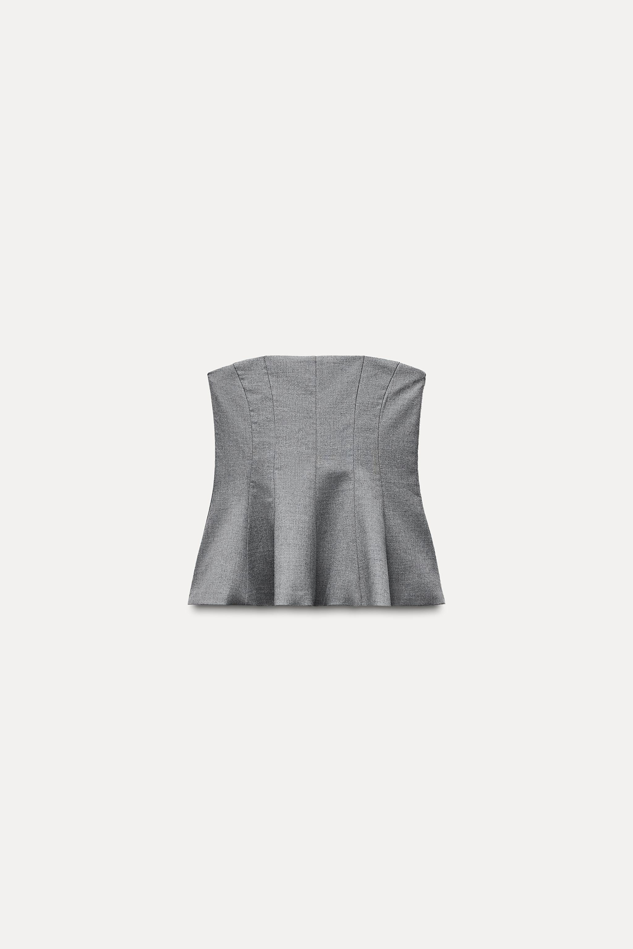 STRAPLESS PEPLUM TOP | Zara US