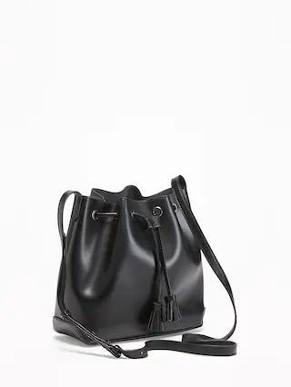 Faux-Leather Drawstring Bucket Bag for Women | Old Navy US