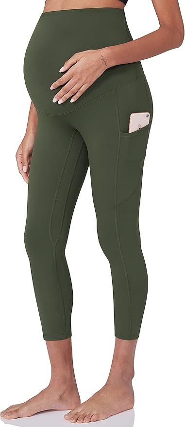 POSHDIVAH Women's Maternity Workout Leggings Over The Belly Pregnancy Yoga Pants with Pockets Sof... | Amazon (US)