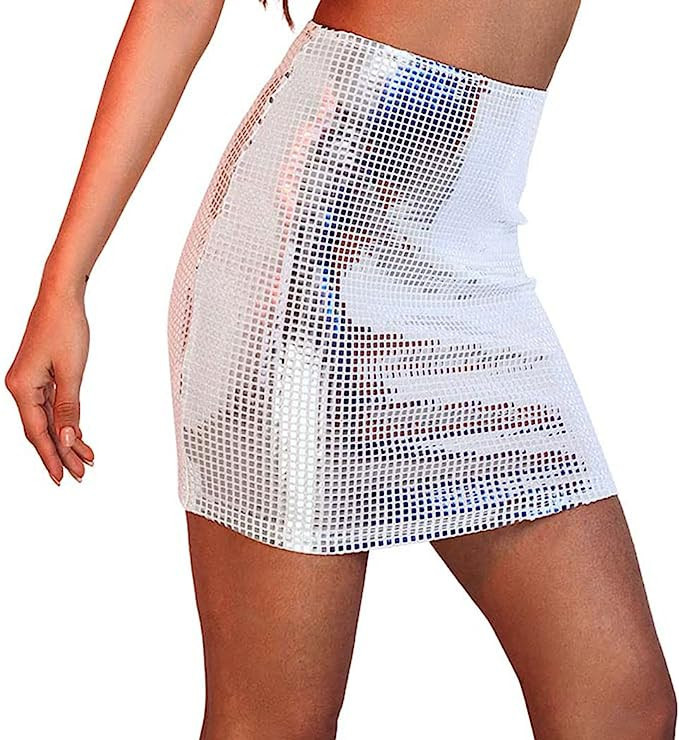 JEWEKY Bodycon Skirt Sequin Mini Skirts High Waist Nightclub Skirt for Women and Girls… | Amazon (US)