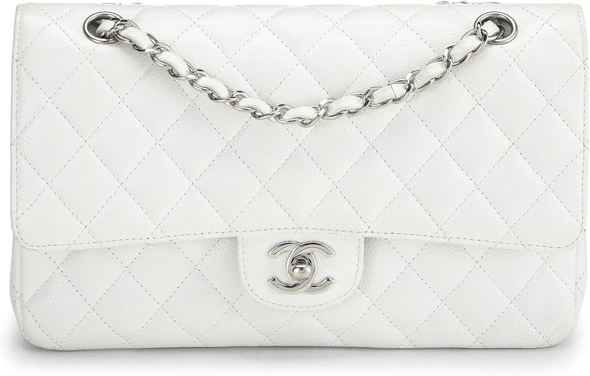 Amazon.com: Chanel, Pre-loved White Quilted Caviar Classic Double Flap Medium, White : Amazon Lux... | Amazon (US)