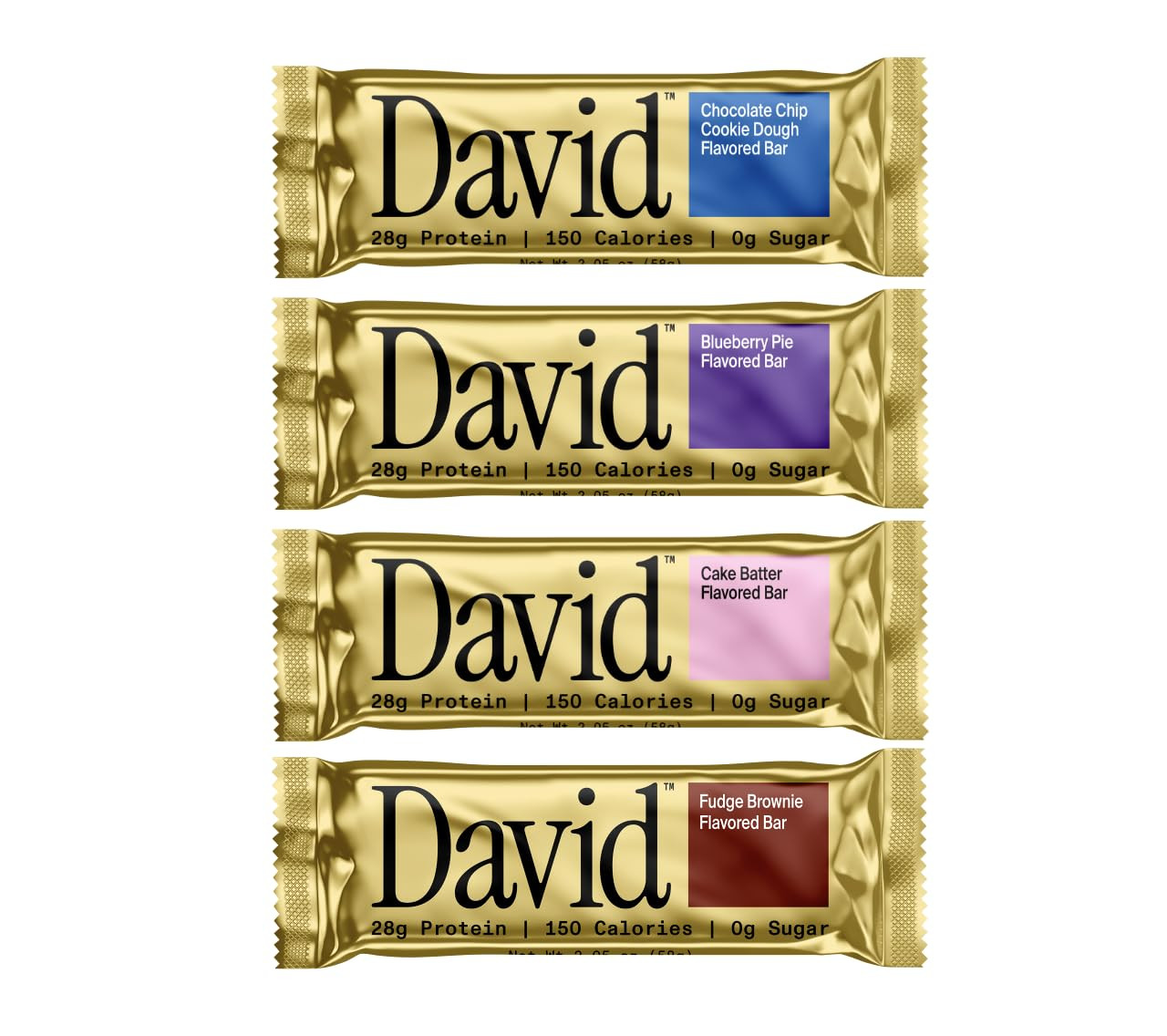 David, Protein Bar, Sample Pack, Variety Pack, Pack of 4 Protein Bars | 28g of Protein | 150 Calo... | Amazon (US)