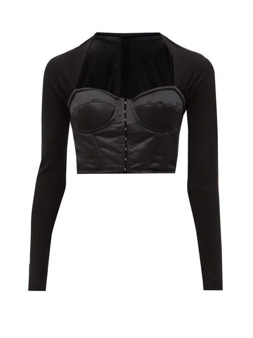 Dolce & Gabbana - Sweetheart-neckline Jersey And Satin Corset Top - Womens - Black | Matches (US)