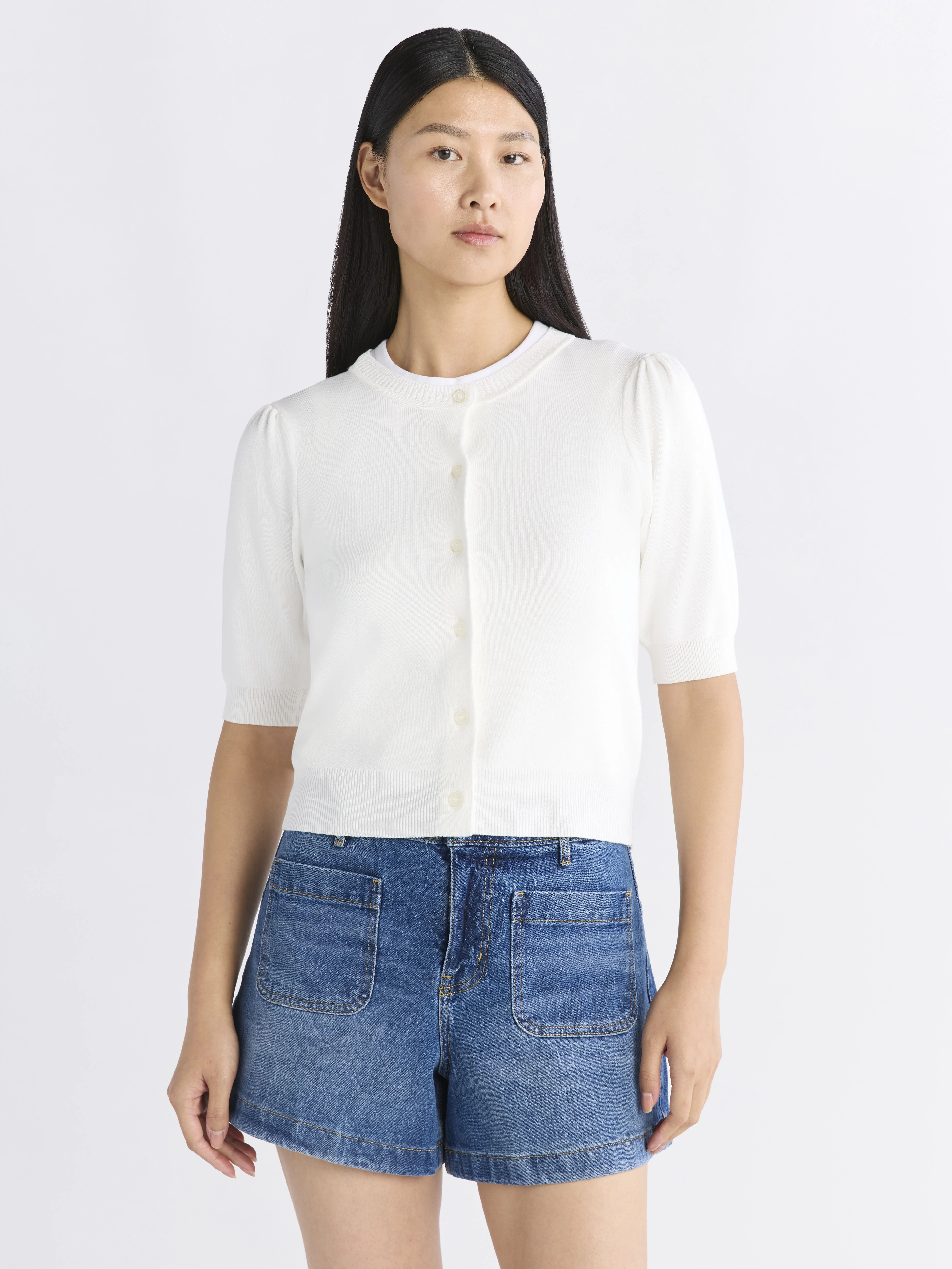 Free Assembly Women's Cardigan Sweater with Puff Sleeves, Lightweight, Size XS-XXL | Walmart (US)