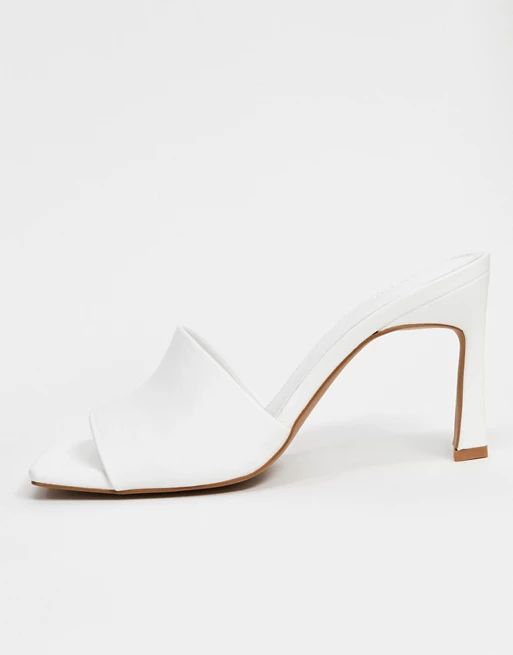 ASOS DESIGN Hattie mid-heeled mule sandals in white | ASOS (Global)