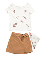 Girls 2pc Boat Neck Western Top With Faux Suede Skirt | Kids' Sets | Marshalls | Marshalls