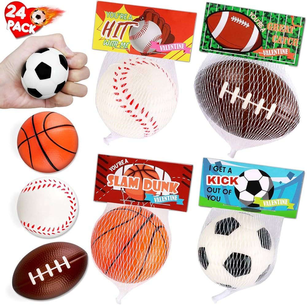 Valentines Day Gifts for Kids Classroom - 24Pack Stress Balls with Valentines Day Cards for Kids ... | Amazon (US)