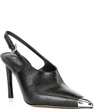 Michael Kors Kasia Crushed Leather Cap Toe Slingback Pumps - 8.5 | Dillard's