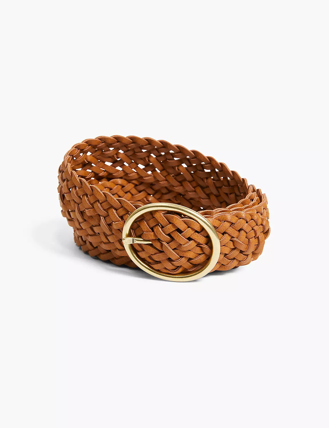 Braided Faux-Leather Oval Ring Belt | Lane Bryant (US)
