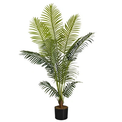 Artificial Plant, Areca Palm Tree, Indoor, Faux, Fake, Floor, Greenery, Potted, Real Touch, Decorative, Green Leaves, Black Pot | Wayfair North America