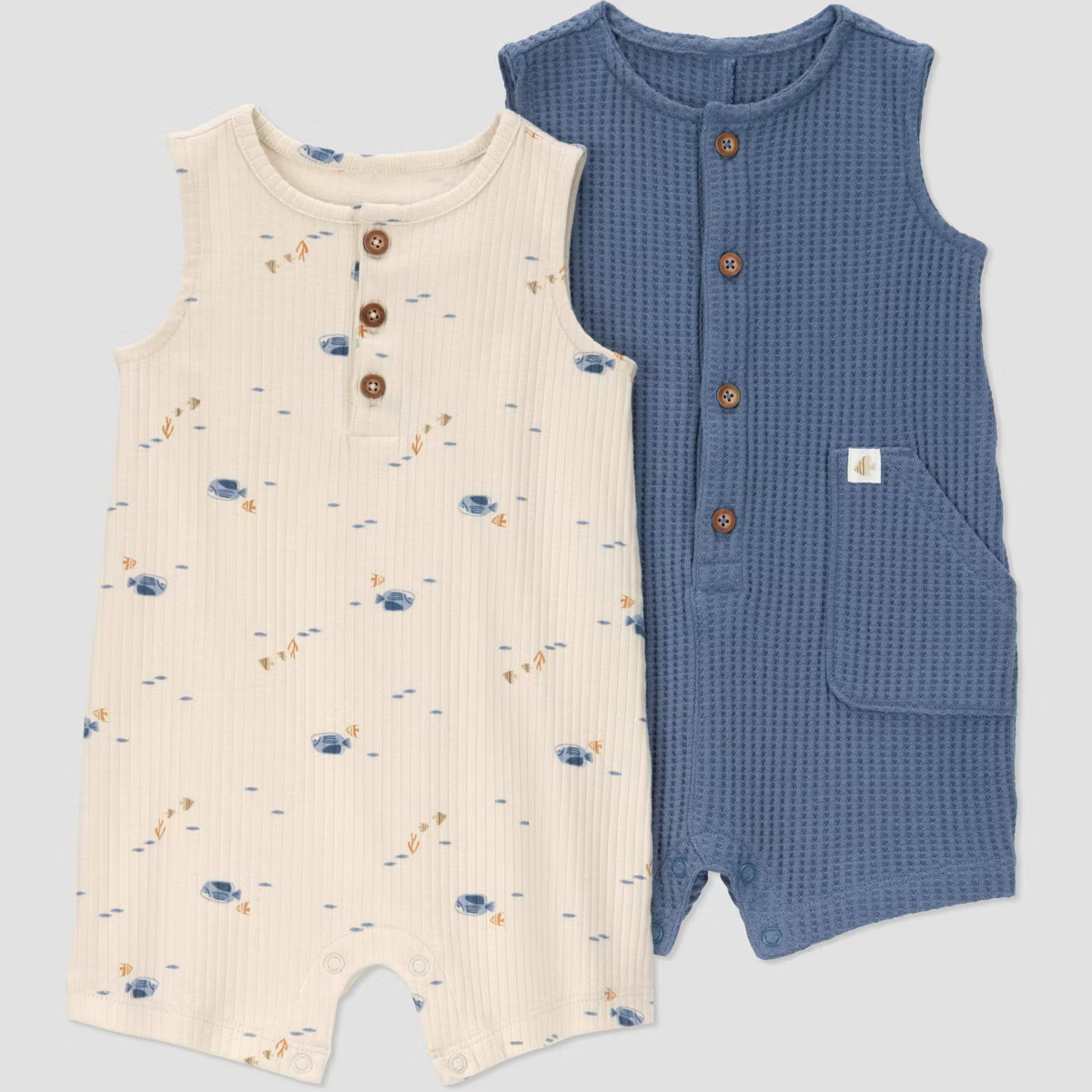 Carter's Just One You® Baby Boys' Creme Sea Creature 2pk Romper - Blue | Target