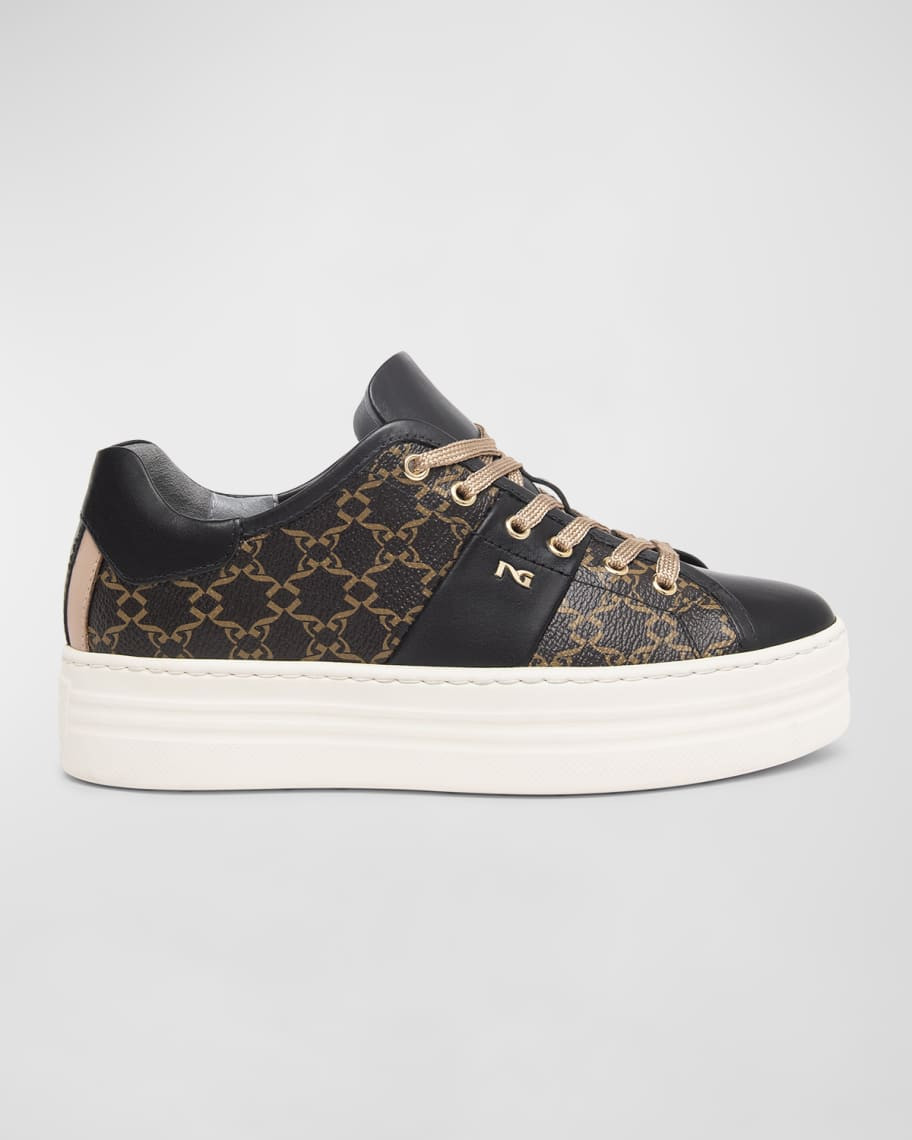 NeroGiardini Logo Leather Low-Top Skater Sneakers | Neiman Marcus
