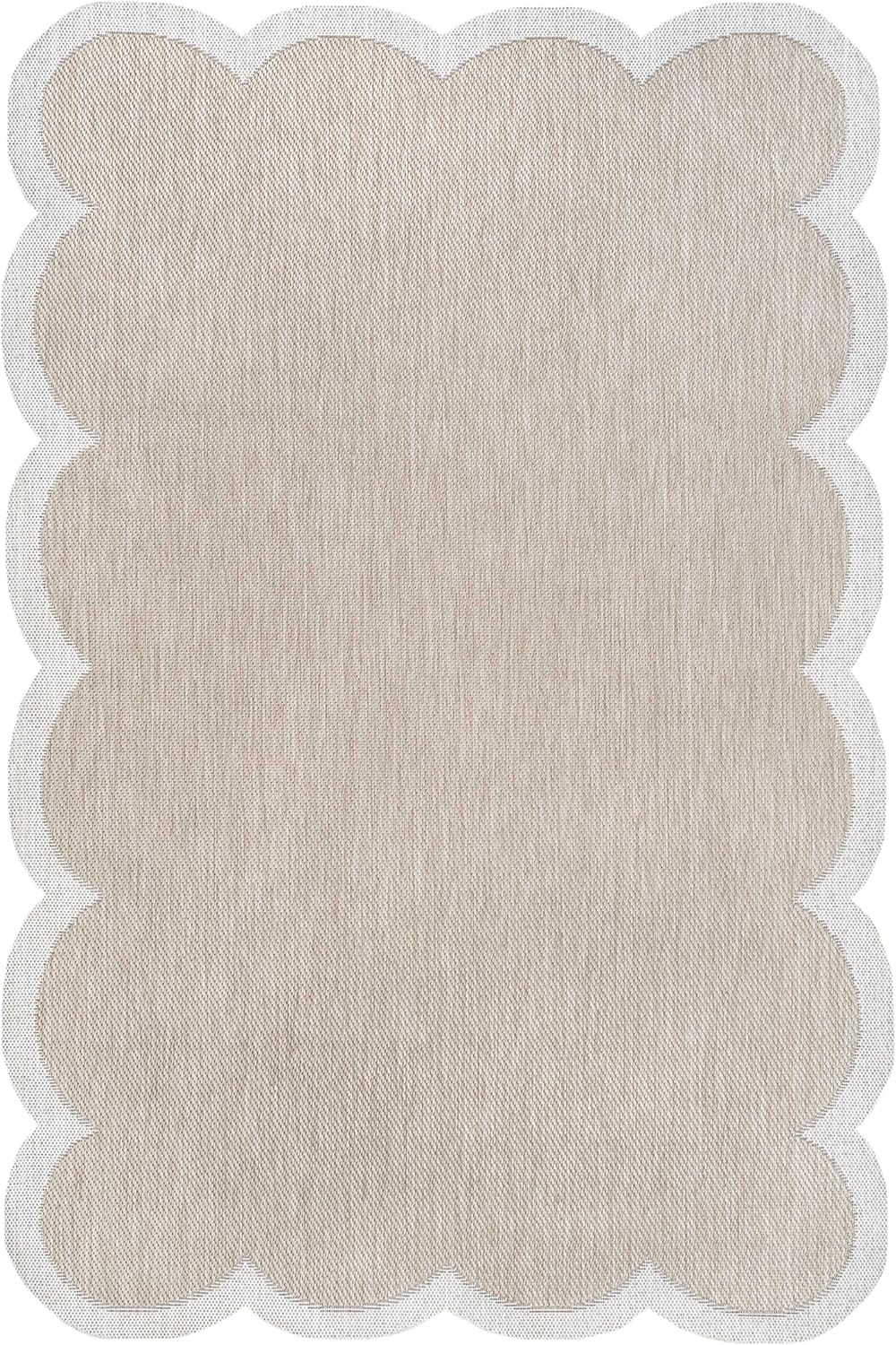 JONATHAN Y Cottage Two-Tone Scalloped Indoor Outdoor Area Rug 5X8 Beige/Cream, Alice Classic for ... | Amazon (US)