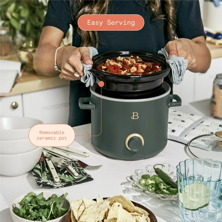 Beautiful 2-Pack 2qt Slow Cooker, Thyme, White Icing by Drew Barrymore - Walmart.com | Walmart (US)