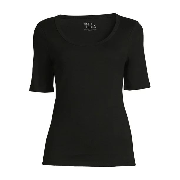 Time and Tru Women's T-Shirt with Elbow Length Sleeves | Walmart (US)