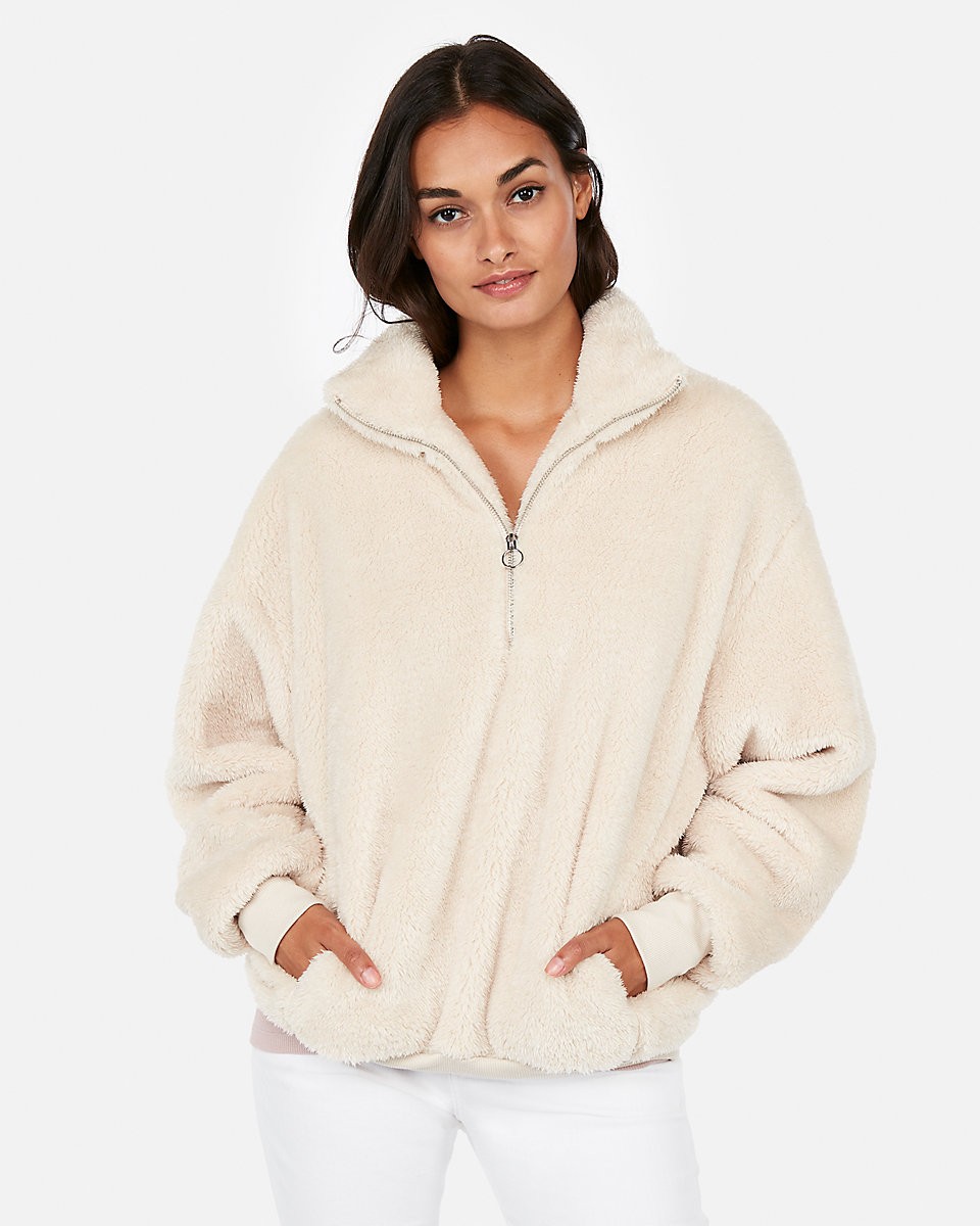 Express One Eleven Fleece Quarter-zip Sweatshirt | Express