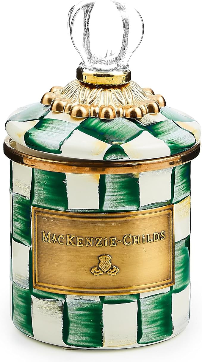 MACKENZIE-CHILDS Mini Enamel Canister, Kitchen Storage Container with Lid, Green-and-White Emeral... | Amazon (US)