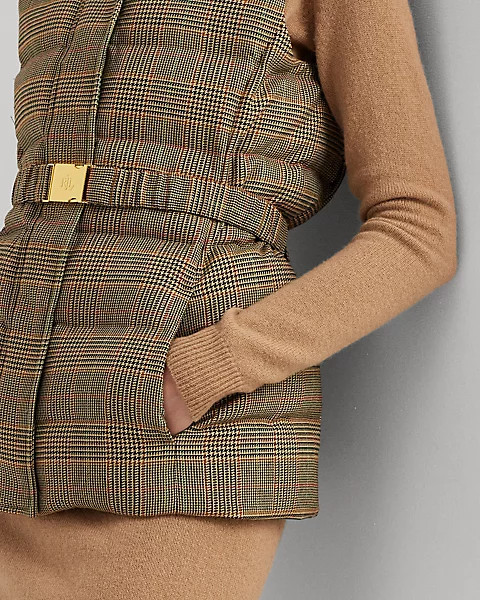 Glen Plaid Quilted Tweed Down Gilet | Ralph Lauren (UK)