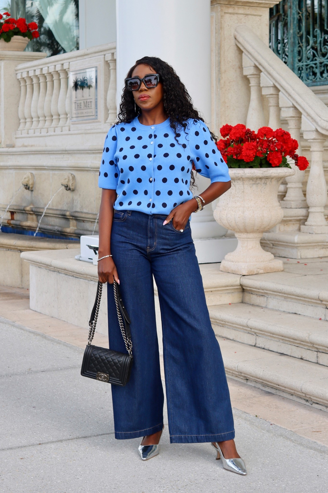 My polka dot cardigan is true to size. Wearing a small. Comes in black and white. 
My jeans run slightly big. I usually wear a 6. Sized down to a 4. 

Ootd, Valentine’s Day Outfit, Jeans, Fashion Under $100, 

#LTKOver40 #LTKOotd 

#LTKFindsUnder100 #LTKWorkwear #LTKFindsUnder50