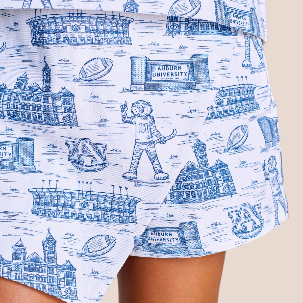 The Team Toile Denim Skort | Auburn | Stewart Simmons