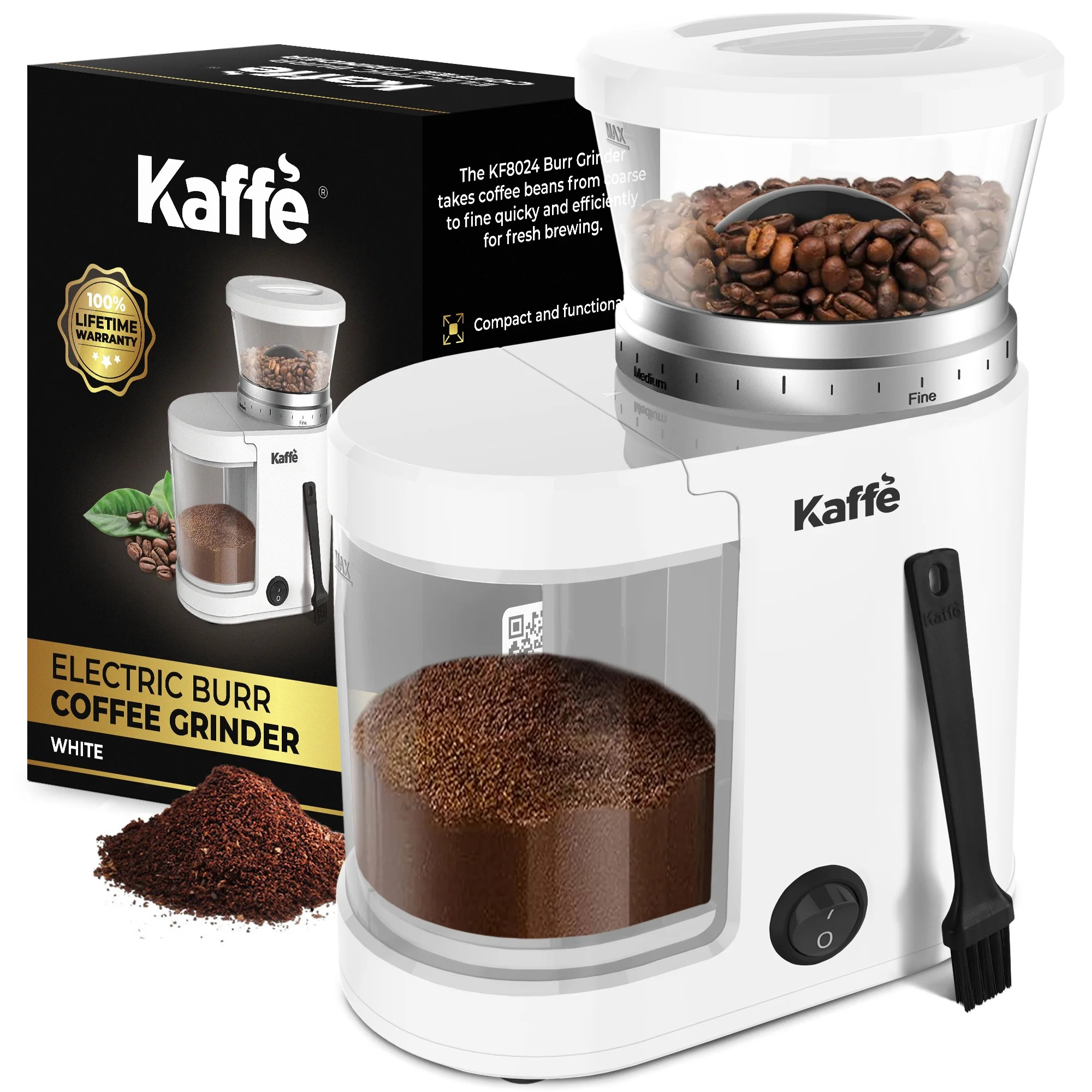 Kaffe Electric Burr Coffee Grinder (5.5oz) w/ Adjustable Coarseness Settings - Flat Burr - [New U... | Walmart (US)