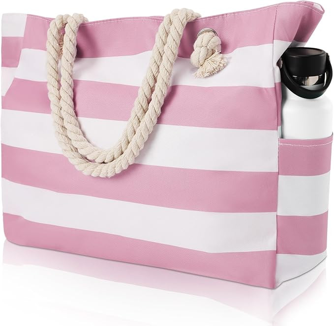 fauson Beach Bags for Women - Large Beach Tote Bag Waterproof Sandproof with Zipper, Swiming Pool... | Amazon (US)
