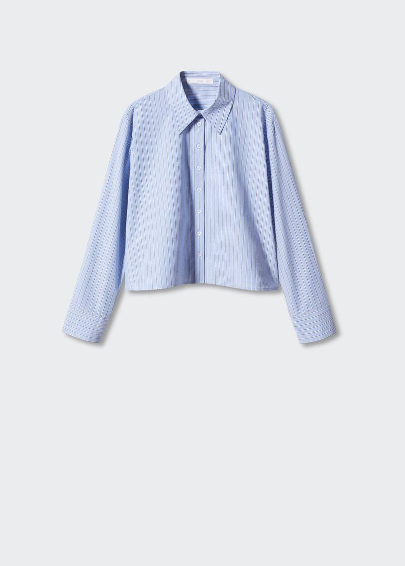 Striped cropped shirt -  Women | Mango USA | MANGO (US)
