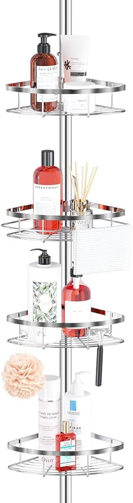 SEIRIONE Rustproof Shower Corner Caddy Organizer for Bathroom, 4 Adjustable Shelves with Tension ... | Amazon (US)