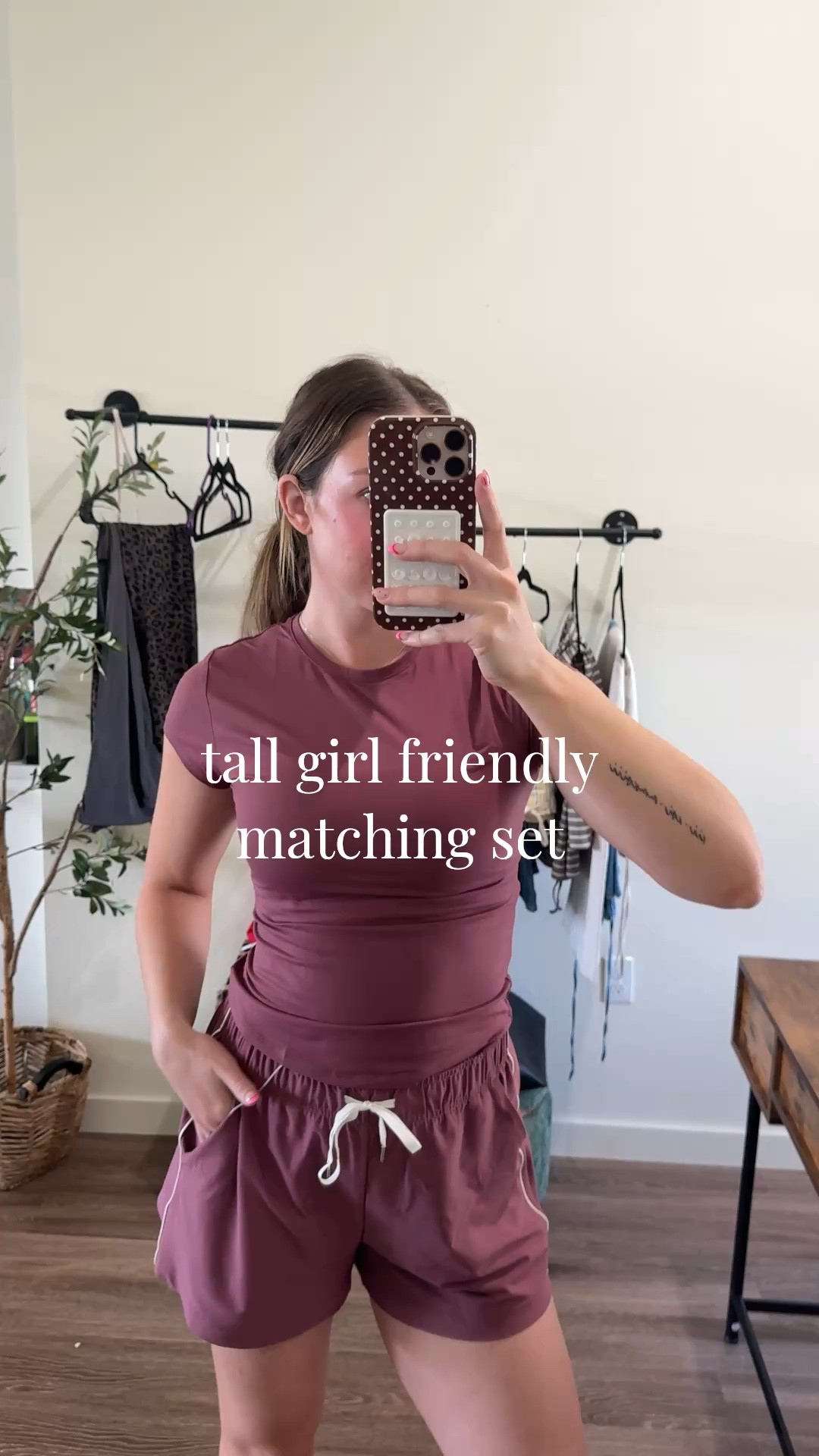Tall girl friendly matching set! For my tall girls & regular size girls! Tops come in short reg & tall lengths! Flattering for rectangle bodies as well - perfect throw on and go outfit to wear when you don’t know what to wear! 

I’m 5’10 wearing a small tall in top & medium in shorts 