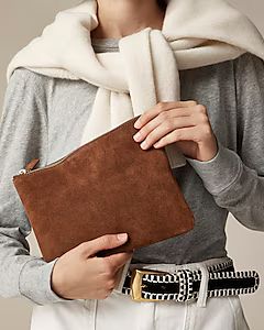 Berkeley zipper pouch in leather and suede | J. Crew US