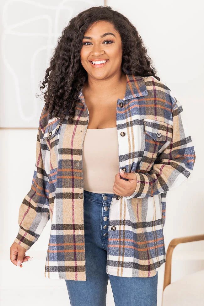 Lead You Through Taupe Multi Plaid Shacket FINAL SALE | Pink Lily