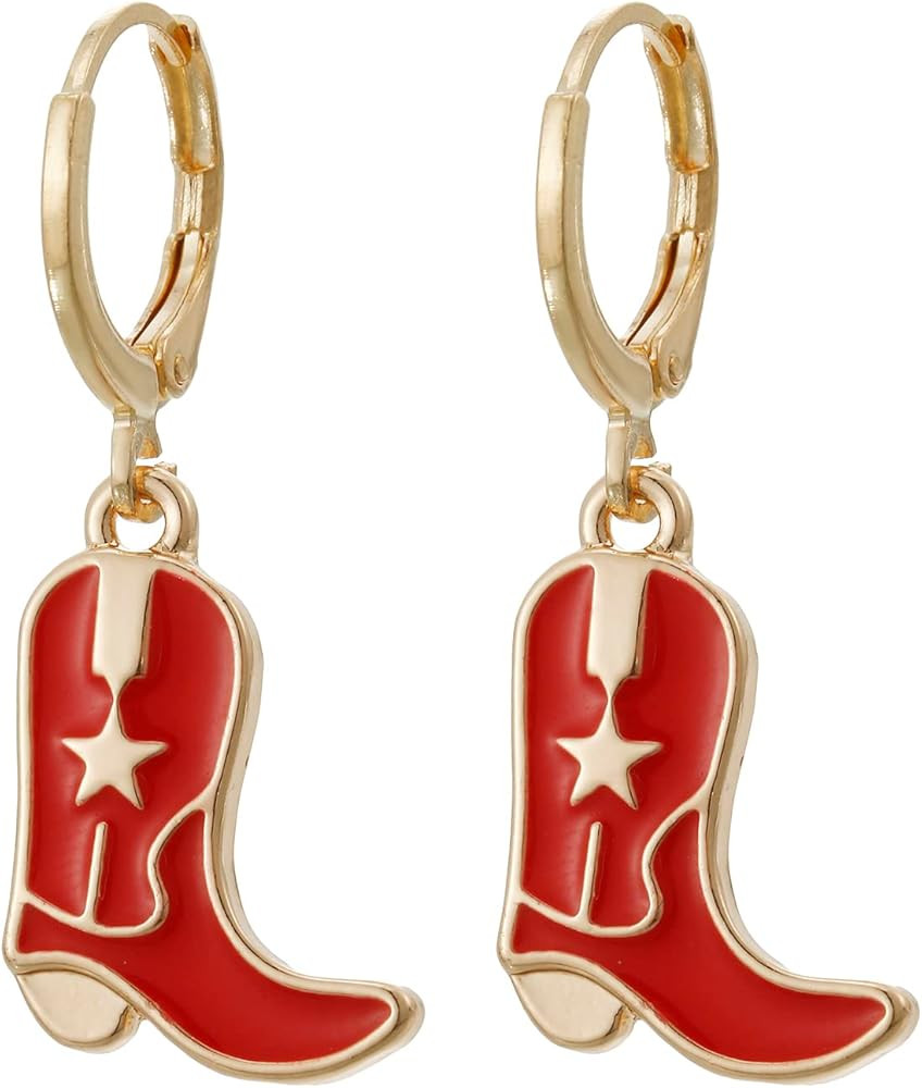 Western Cowgirl Boot Earrings for Women, Cowgirl Hat dangle Earrings | Amazon (US)