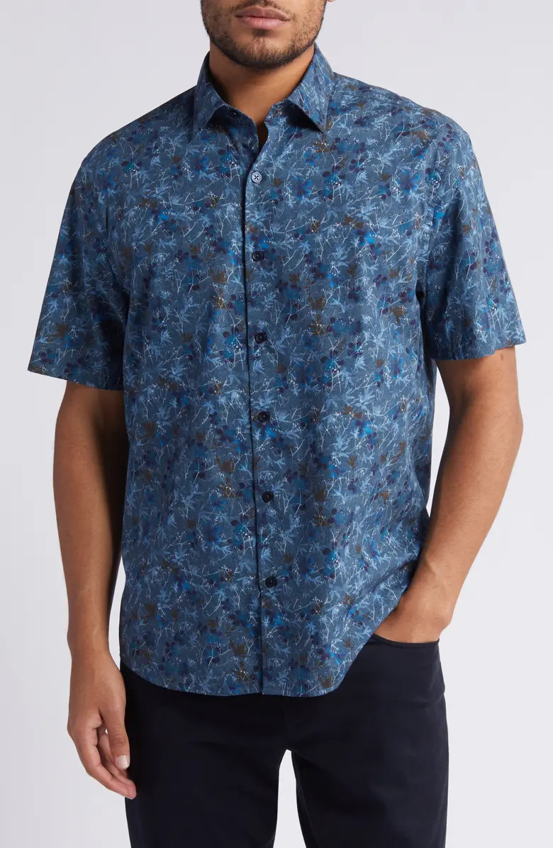 Robert Barakett Astor Floral Short Sleeve Button-Up Shirt | Nordstrom | Nordstrom