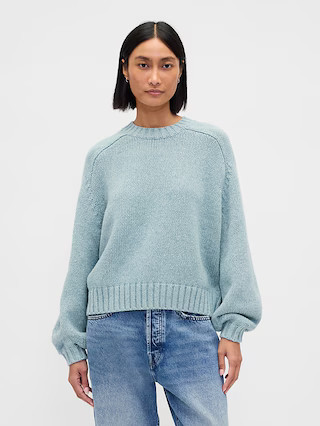 Cotton-Blend Relaxed Crewneck Sweater | Gap (CA)