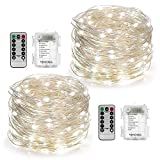 YIHONG 2 Set Christmas Fairy Lights Battery Operated,16ft 50LED String Lights Remote Control Timer T | Amazon (US)